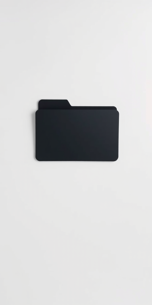 Create a minimalist graphic of a folder icon on a white background, captured with a Canon EOS 5D Mark IV at f/4, ISO 100, 50mm lens, top-down view, studio lighting, high contrast.