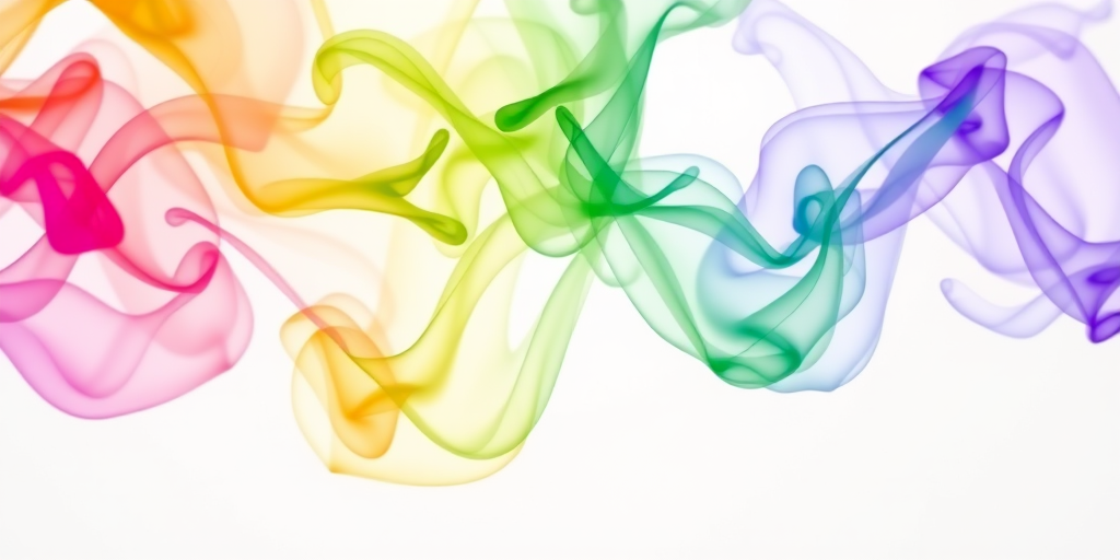 Create an abstract image of colorful smoke swirling in various shades of green, purple, and yellow on a white background, shot with a DSLR camera at f/8, ISO 100, 1/200 sec, using a macro lens for close-up detail.