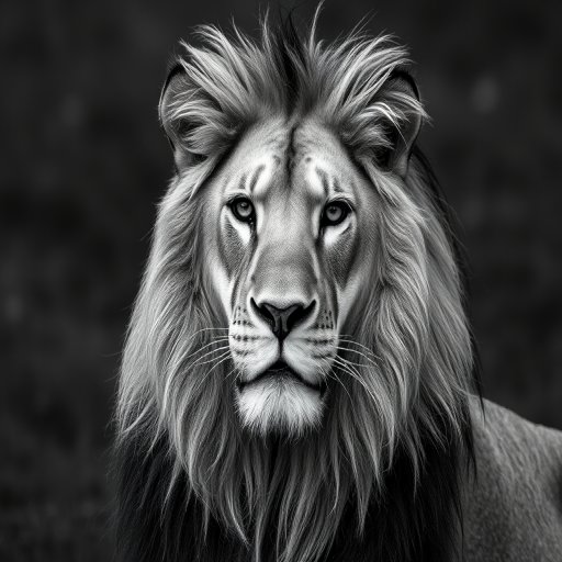 lion black and white