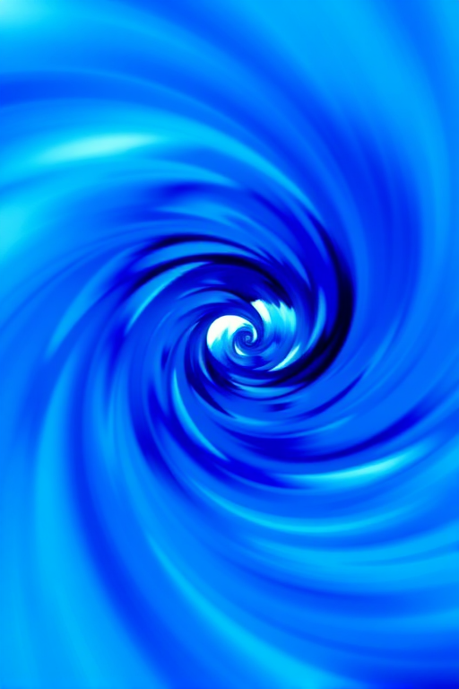 Create a vibrant, abstract composition with swirling blue tones and radial blurring, using a 50mm lens at f/1.8, ISO 100, 1/60s exposure, shot from a close-up perspective with a DSLR camera for enhanced image clarity.