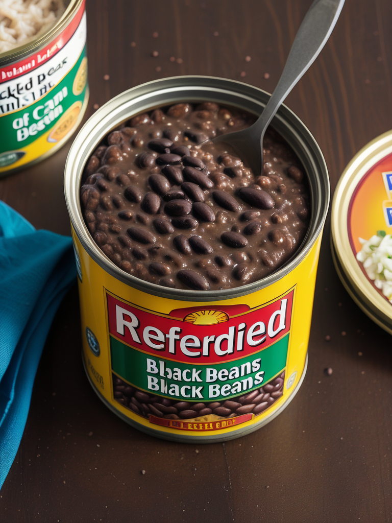 refried black beans in a can