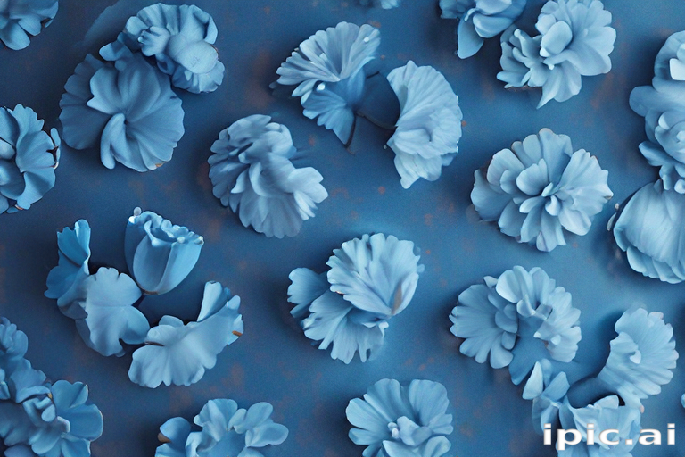 Delicate Blue Flowers Artfully Arranged on a Soft Blue Background