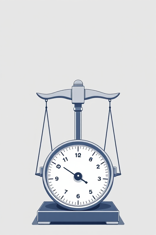 Create a detailed illustration of a balance scale with a minimalist design, using a high-resolution setting of 300 DPI, a front view perspective, in vector graphic style, captured with a digital camera at f/8 aperture and ISO 100 for sharp quality.