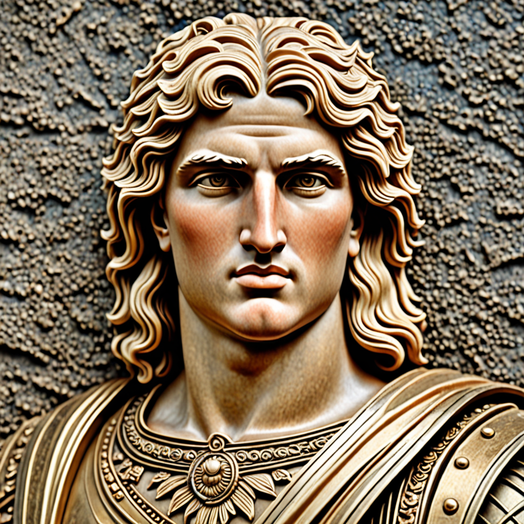 Realistic detailed picture of Alexander the Great with long blonde hair ...