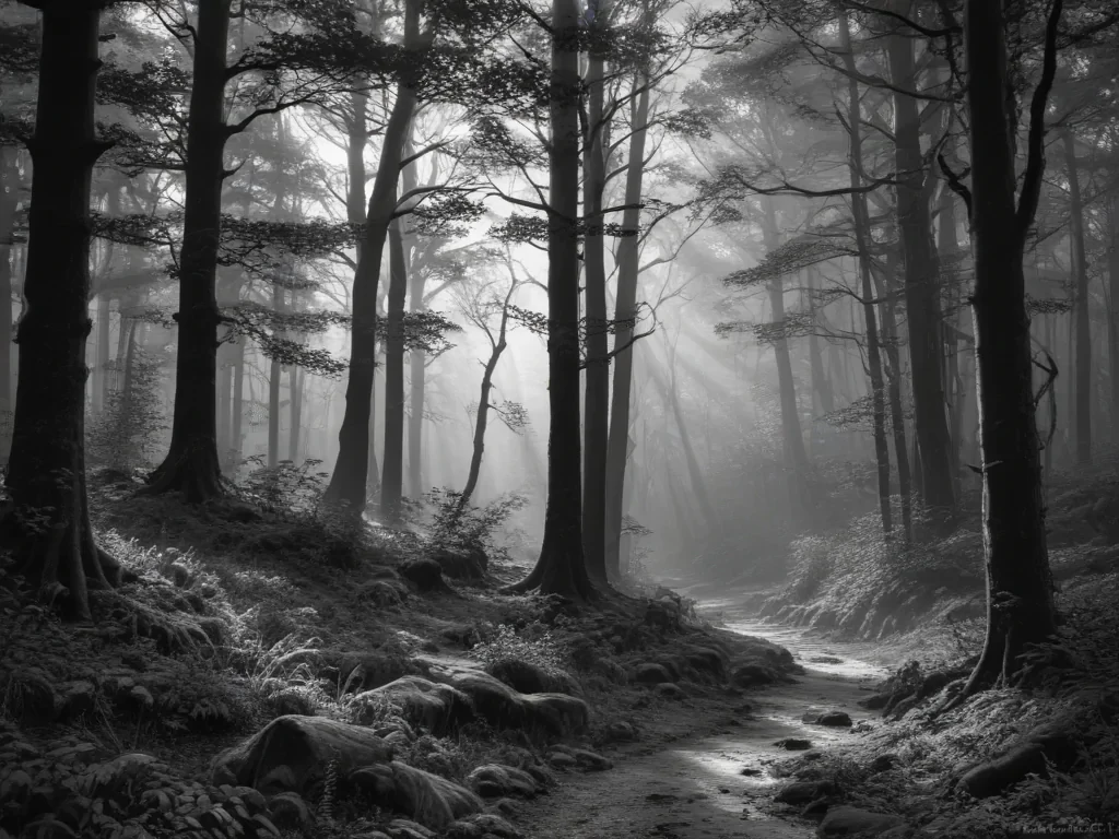 forest clipart black and white