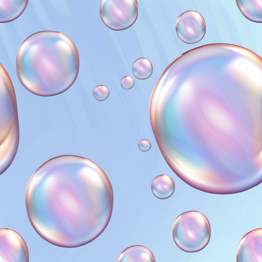 Colorful and Shimmering Soap Bubbles Floating Against a Soft Blue ...