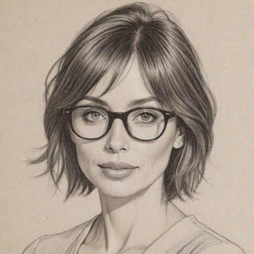 Delightful Natalie Imbruglia, pencil sketch, portrait of Attractive woman 1963s in glasses, hair style beatnik, outline, clear lines, fine lines, 8k