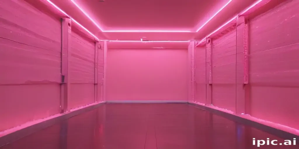 Photo inspiration: Visual Reference: Vibrant Pink Hallway Illuminated By Soft Neon Lights And Textured
