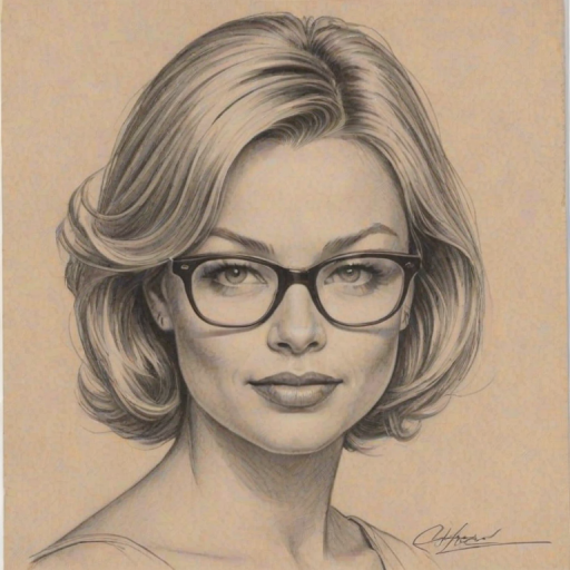 Enchanting Amanda Detmer, pencil sketch, portrait of Stunning woman 1959s in glasses, hair style beatnik, outline, clear lines, fine lines, 8k