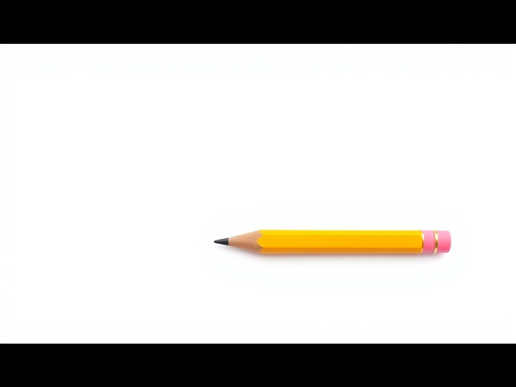 Create a high-resolution vector illustration of a yellow pencil with a pink eraser on a plain white background, using a 50mm lens, f/4 aperture, ISO 100, and soft diffused lighting for enhanced sharpness and clarity.