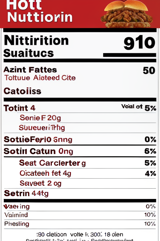 Nutrition Information Label for Hott Nuttiorin Product with Detailed