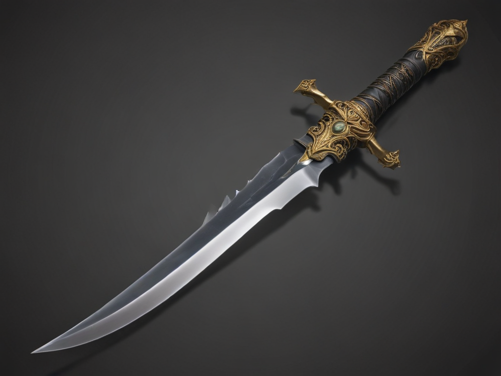 Intricately Designed Fantasy Dagger with Ornate Handle and Sharp Blade