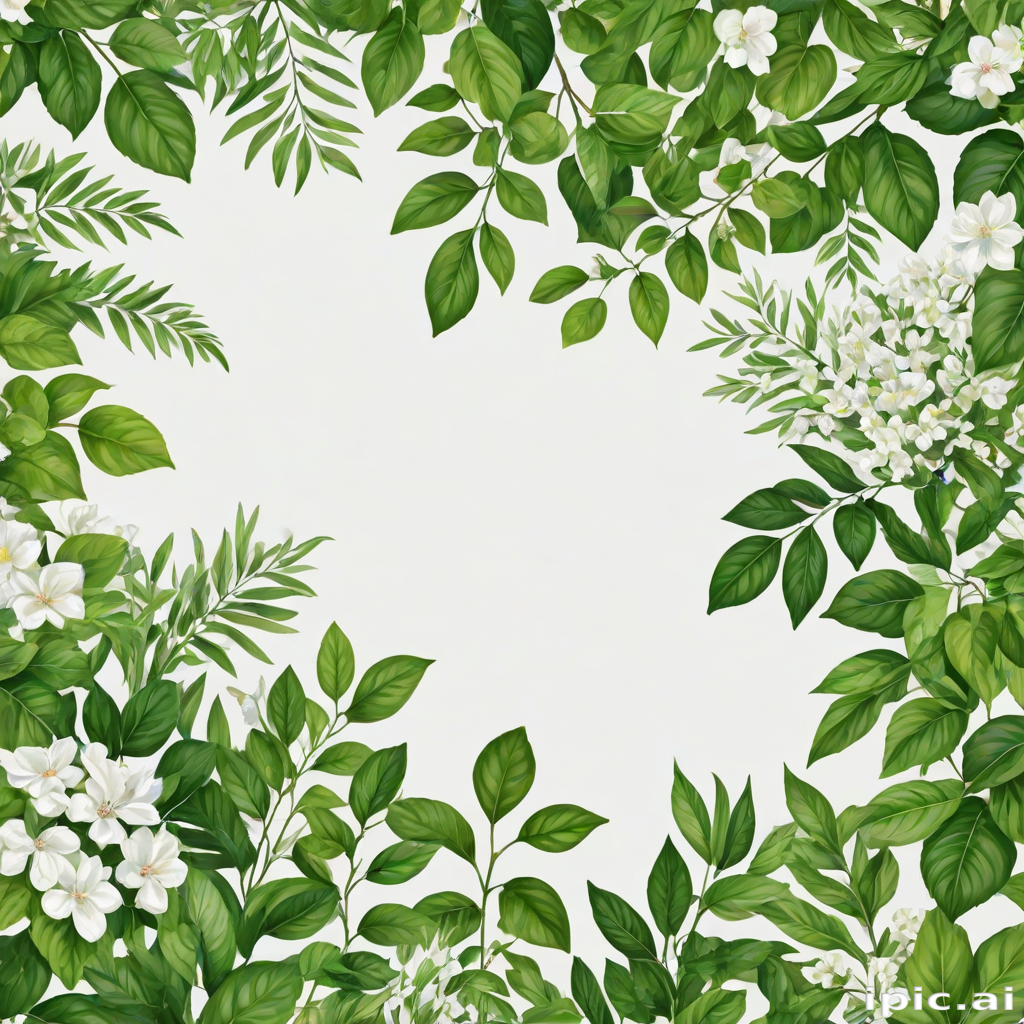 white and greenery background