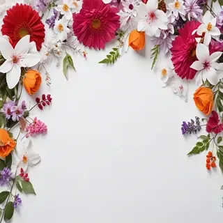 white background with flowers