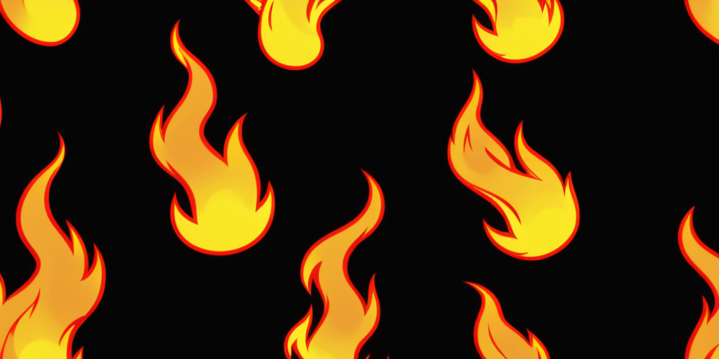 Vibrant Flames Dancing Against a Dark Background in Eye-Catching Pattern.