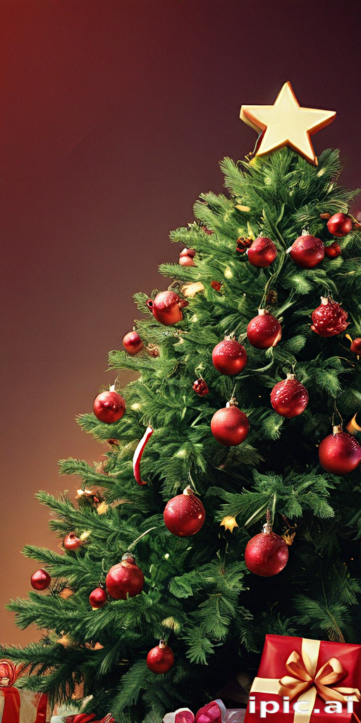 Festively Decorated Christmas Tree Adorned with Red Ornaments and Gifts