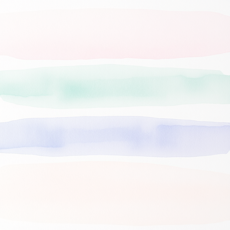Create a high-resolution image of four horizontal watercolor paint streaks in soft pastel colors: light pink, light blue, light green, and lavender; use a Canon EOS 5D Mark IV camera, aperture f/8, ISO 100, and a soft focus lens for a smooth texture effect.