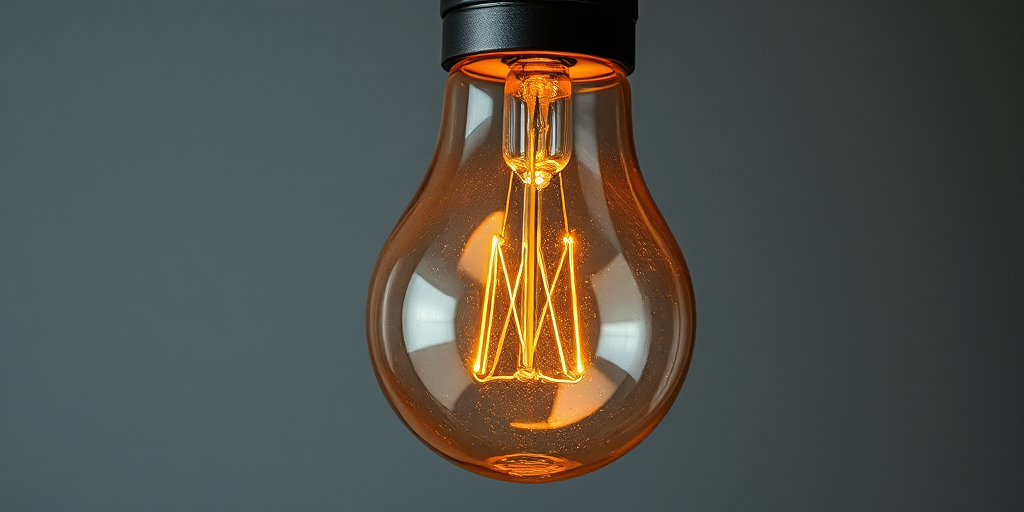 Create a realistic illustration of a light bulb, using a Canon EOS 5D Mark IV with a 50mm f/1.8 lens, aperture set to f/5.6, ISO 100, 1/125 sec shutter speed, soft diffused lighting, focus on the bulb with a slight vignette effect.