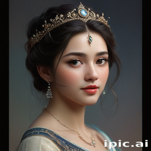 Elegant Portrait of a Regal Woman Adorned with a Beautiful Crown