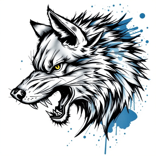 Dramatic "Sketch Style Wolf" tattoo brings a fierce predator to life through bold, expressive linework. Raw, unfinished edges and dynamic shading create a sense of movement and energy, while splashes of deep blue and silver add a touch of mystery. This powerful and artistic piece showcases the beauty of imperfection and the raw essence of nature.
