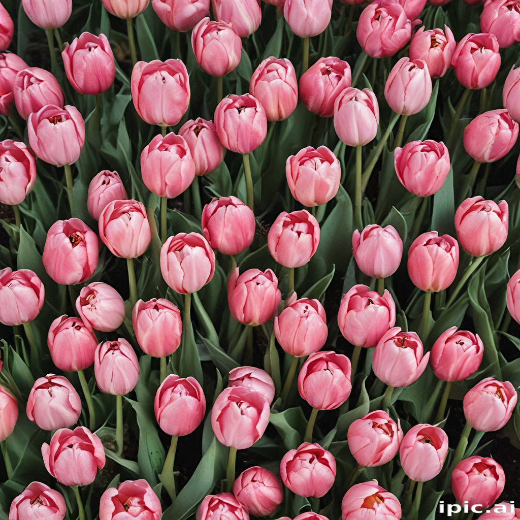 Vibrant Pink Tulips Blooming Beautifully in a Lush Green Garden