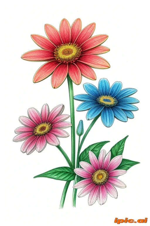 color drawing flowers