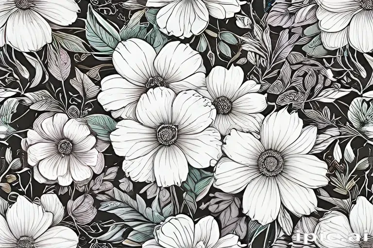 flower line work