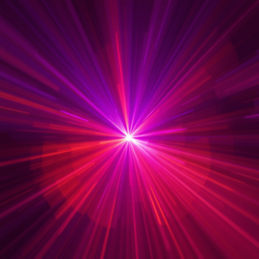 Create a vibrant abstract image of light rays converging toward a central point with deep purple and warm orange tones, capturing the motion and energy, using a Canon EOS R5, 50mm lens, f/1.8 aperture, ISO 100, at a 1/60s shutter speed, in a soft focus style.