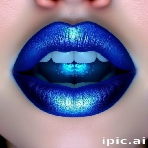 Ombre blue-to-silver lips captivate with cosmic allure in the "Galactic Frost" design, featuring a deep sapphire blue that gradually fades into a shimmering silver at the center, creating a mesmerizing, space-inspired lip look that's perfect for futuristic-themed events or avant-garde fashion statements
