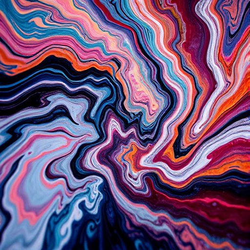 abstract digital art with swirling colors and dynamic textures, high resolution, ISO 100, aperture f/8, shutter speed 1/125 sec, 24mm lens, DSLR camera, shot from a low angle for depth and dramatic effect