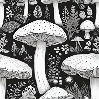 mushroom line art