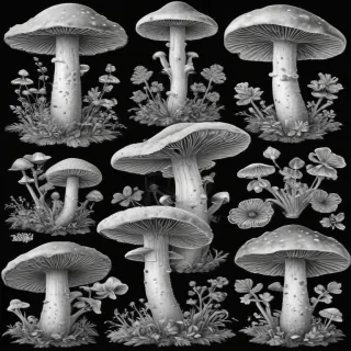 mushroom clip art black and white