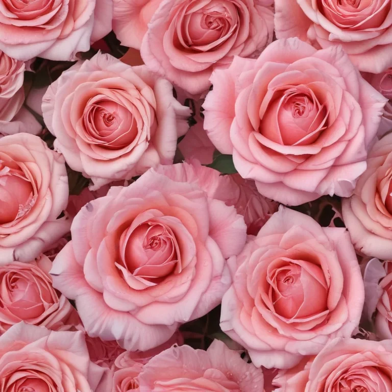 Beautiful Arrangement of Pink Roses Creating a Soft and Romantic Atmosphere