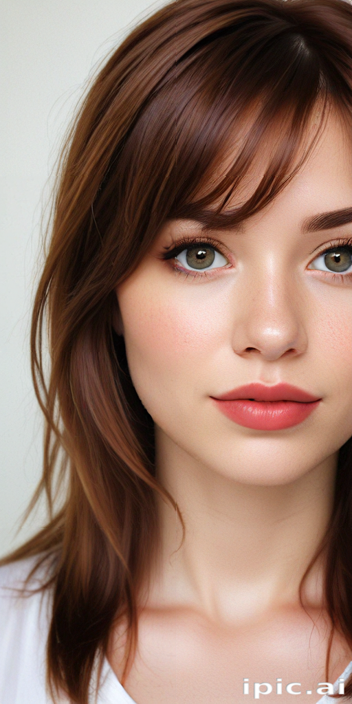 Close-Up Portrait of a Young Woman with Natural Makeup and Soft Features