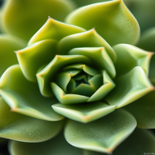 close-up of a succulent plant with soft green leaves, shallow depth of field, f/2.8 aperture, 50mm lens, macro photography style, DSLR camera, natural lighting