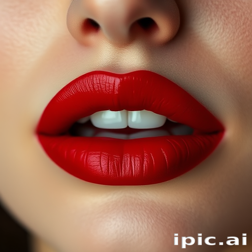 Classic red woman lips with velvet texture, embodying timeless allure and feminine power