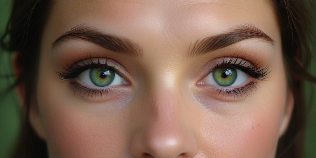 Close-Up Portrait of a Young Woman with Striking Green Eyes