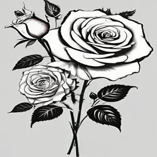 roses clipart black and white