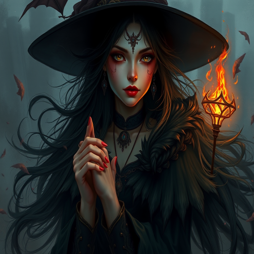 beautiful dark witch fantasy art