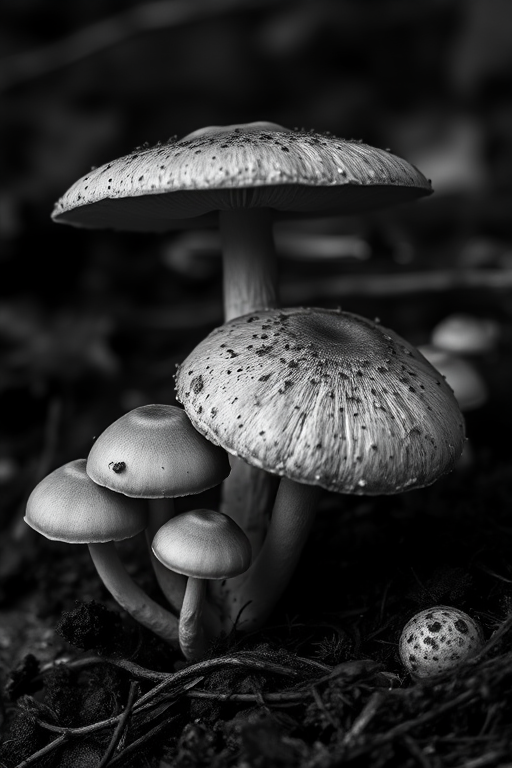 mushroom black and white