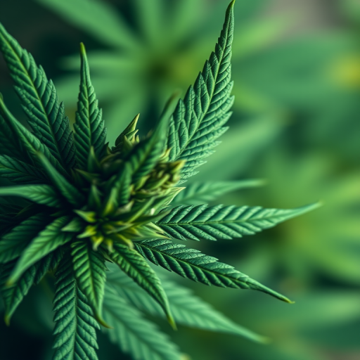 Regenerate a high-resolution image of a green cannabis leaf with intricate pixel art details, shot with a Canon EOS 5D Mark IV, using a 50mm f/1.8 lens, aperture set to f/2.8, ISO 100, in a close-up view with soft bokeh background for enhanced depth and clarity.