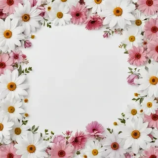 white background with flowers