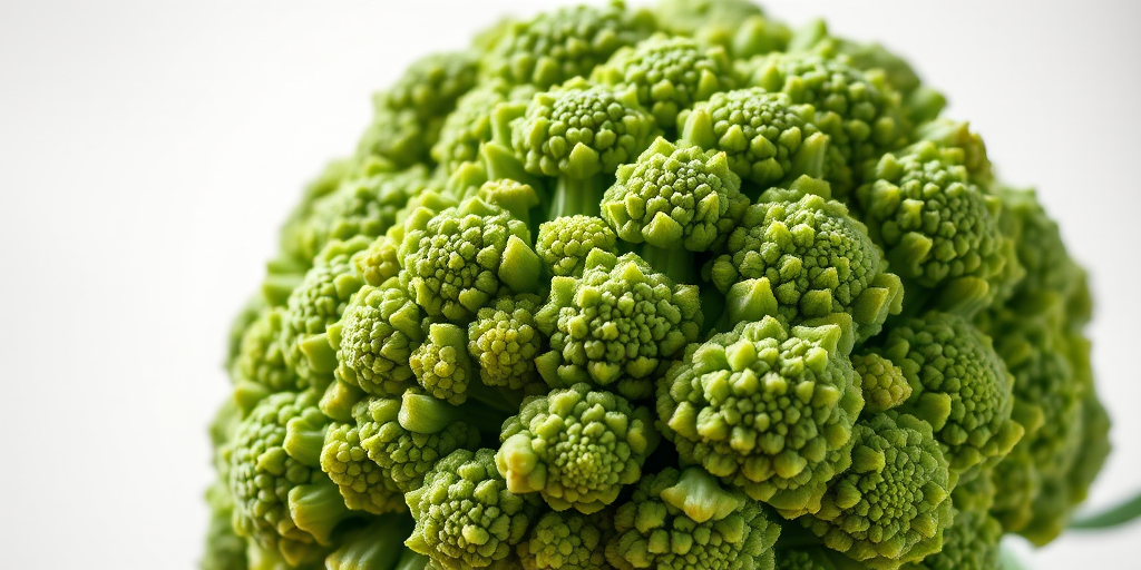 Create a high-resolution illustration of a broccoli bunch with intricate details showcasing the florets and stems, using a DSLR camera with a 105mm macro lens at f/2.8, ISO 100, and a soft-focused background to enhance the broccoli's texture and vibrancy.