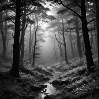 forest clipart black and white