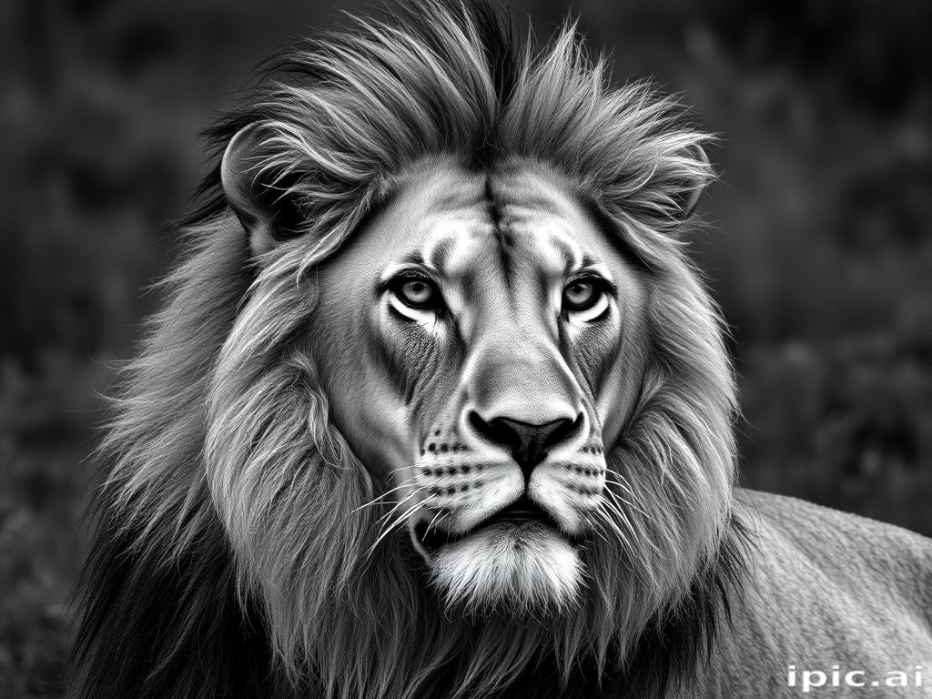 lion black and white
