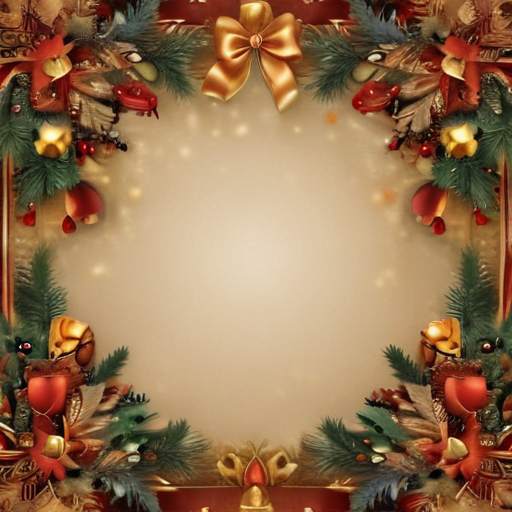 Festive Holiday Frame Adorned with Cheerful Decorations and Golden Accents
