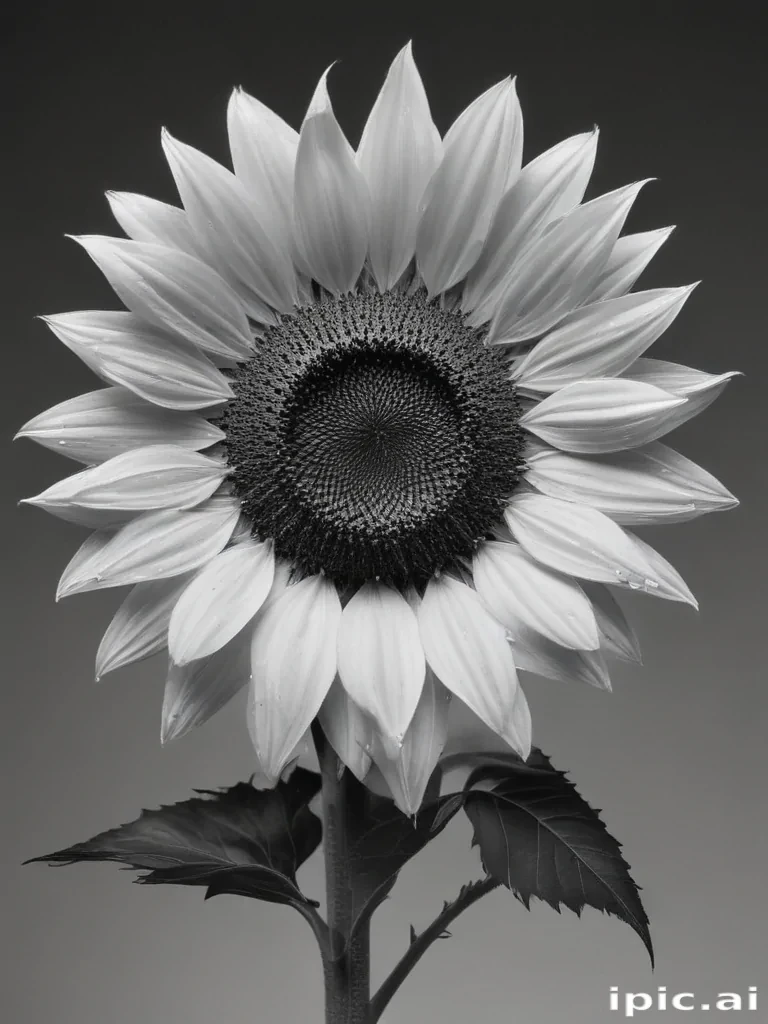 clip art sunflower black and white