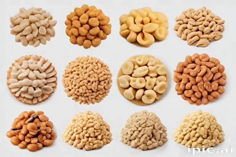 Snacker Types A Colorful Display of Various Types of Nuts and Snack Foods Arranged ...