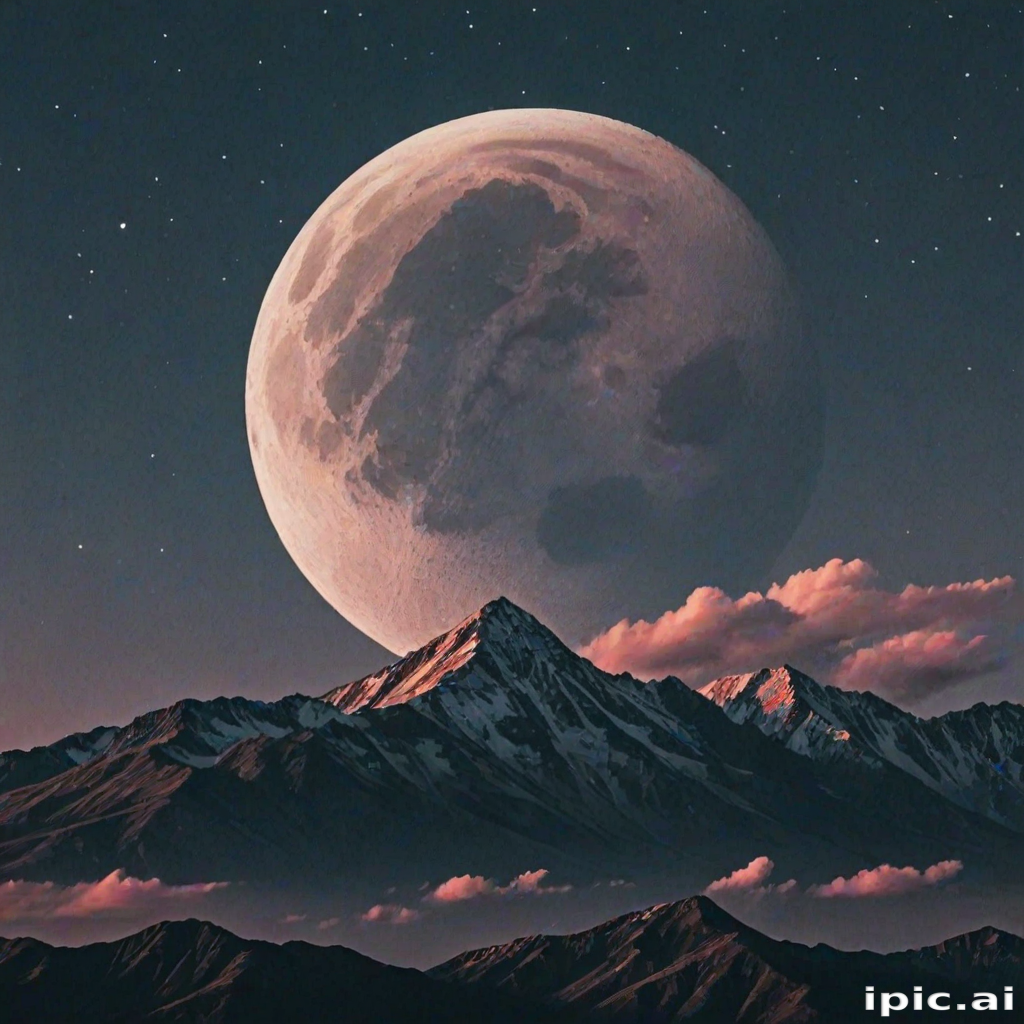 Majestic Mountains Under a Stunningly Large and Bright Full Moon