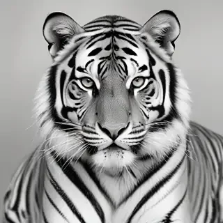 tiger clipart black and white